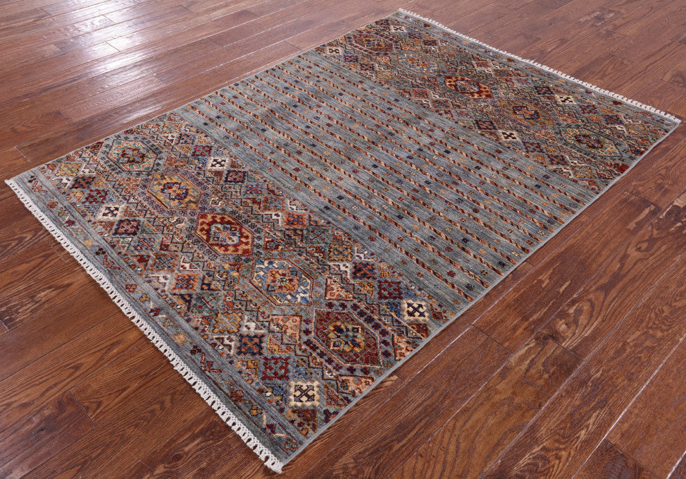Handmade Khorjin Super Kazak Wool Rug 4' 4" X 6' 0" - Q12373