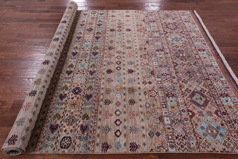 6' 11" X 9' 7" Super Kazak Khorjin Handmade Wool Rug Q10315