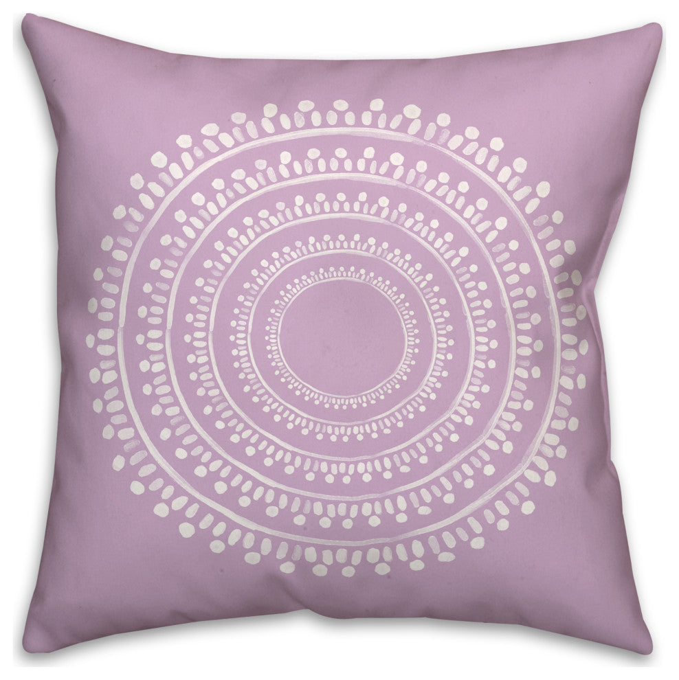 Centered Purple Boho Circle 18x18 Indoor/Outdoor Pillow