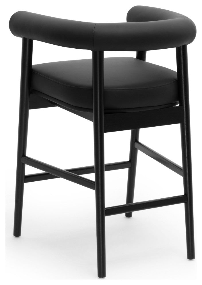 Spara Vegan Leather Counter Stool, Black
