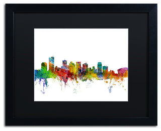 "Phoenix, Arizona Skyline" Matted Framed Canvas Art by Michael Tompsett