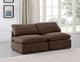 Indulge Upholstered Modular Sofa, Brown, 2-Piece: 2 Armless Chair, Down Stuffed Velvet