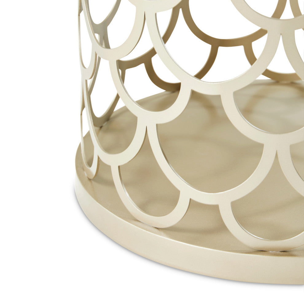 La Marisia Marble End Table, Creamy Pearl/Champagne