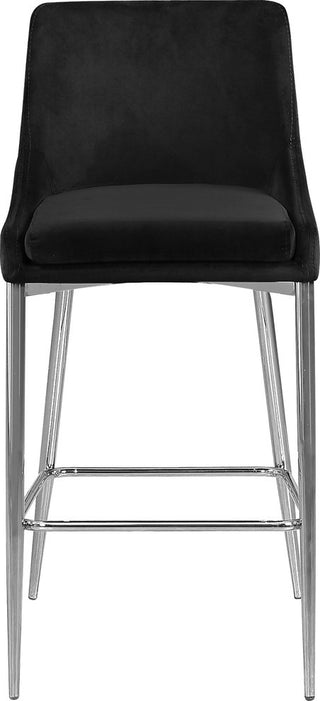 Karina Velvet Stool (Set of 2), Black, Chrome Base