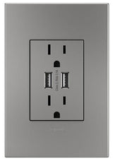 Legrand Adorne Dual USB, Plus Size Combo Outlet and Magnesium Wall Plate Bundle
