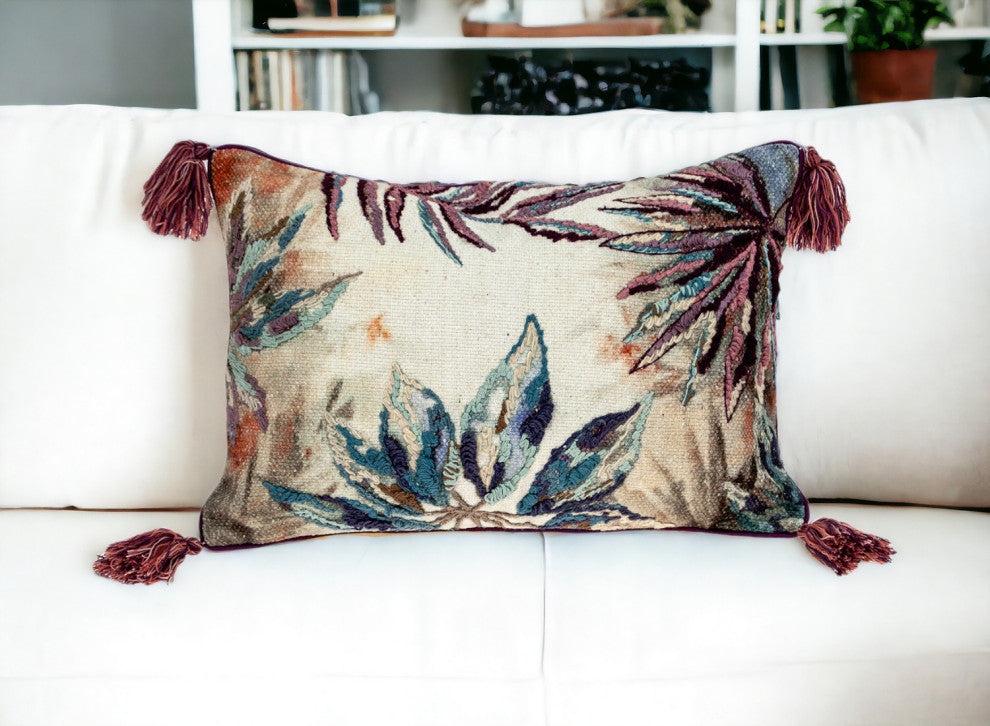 14"x20" Multicolor Cotton Throw Pillow