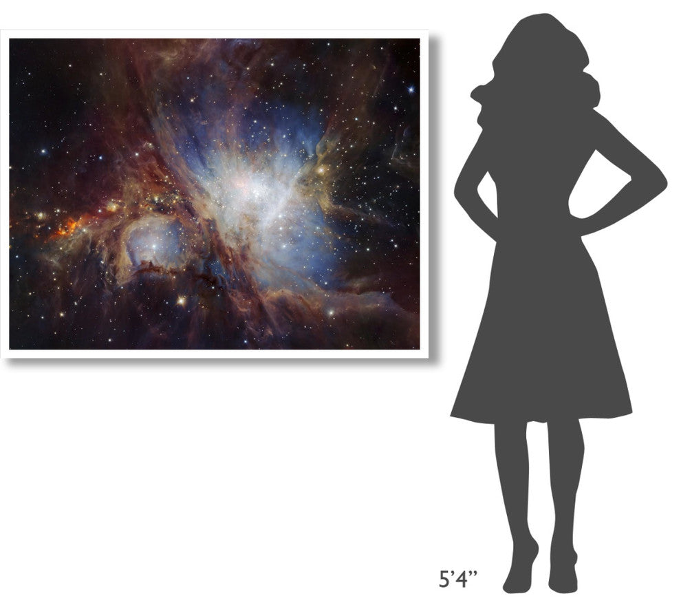 "Deep infrared view of the Orion Nebula from HAWK-I" Paper Art, 50"x38"