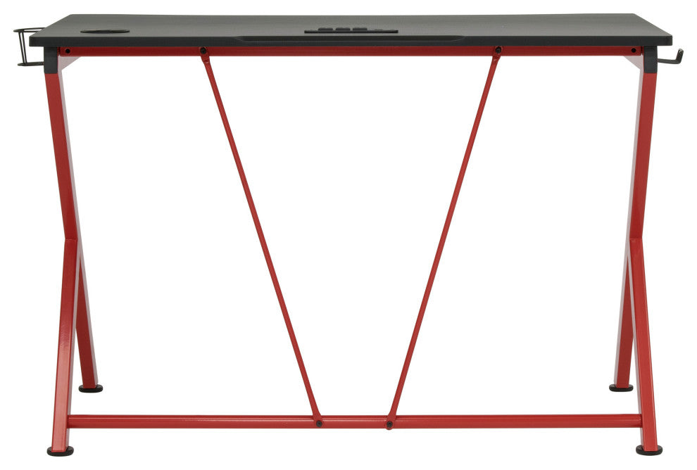 Quest PC Gaming Computer Desk with Charging Station, Cup and Headphone Holder
