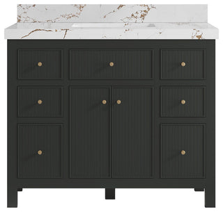 Sonoma 42" Single Sink Bath Vanity in Black Top, 2"  Viola Brown