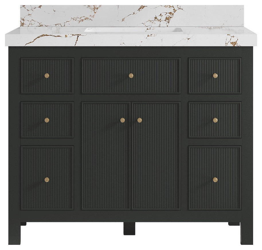 Sonoma 42" Single Sink Bath Vanity in Black Top, 2"  Viola Brown