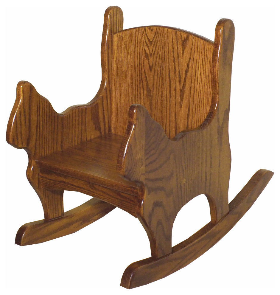 Amish Made Oak Child's Cat Shaped Rocker, Seely Stain