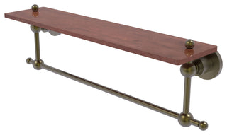 Astor Place 22" Solid Wood Shelf with Towel Bar, Antique Brass