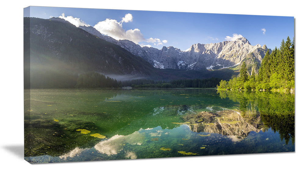 Green Mountain Lake in the Alps, Landscape Canvas Art Print, 40x20