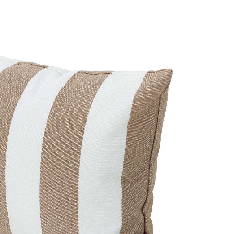 GDF Studio Coronado Outdoor Stripe Water Resistant Rectangular Pillow, Brown, Set of 2