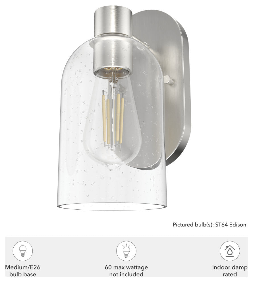 Hunter Lochemeade Brushed Nickel 1 Light Sconce Wall Light Fixture