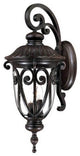 27" Tall Mahogany Outdoor Wall Mount-Light, Hand-Blown Clear Seeded Glass