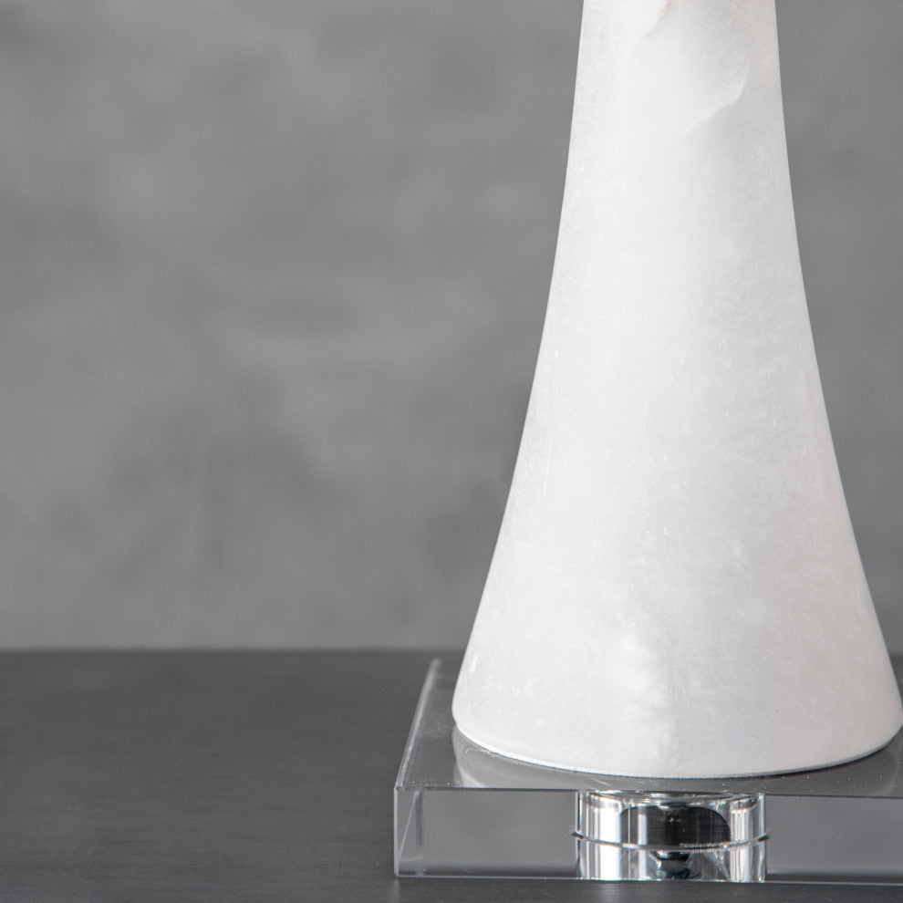 Nuloom 30" Alabaster Pawn Spire Linen Shade Off White, 3-Way Switch Table Lamp