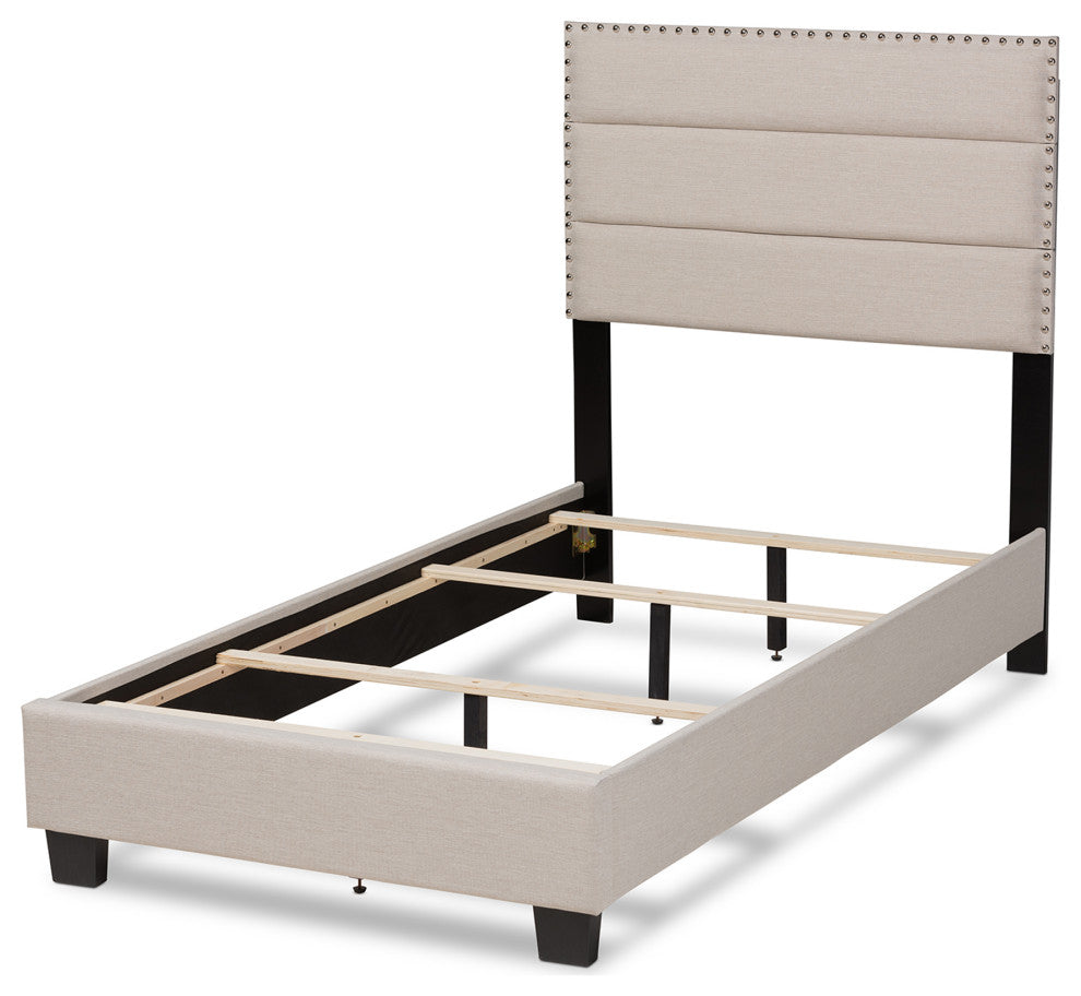 Hockley Beige Fabric Twin Size Bed