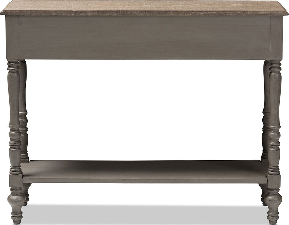 Noemie Country Cottage Farmhouse Brown 2-Drawer Console Table