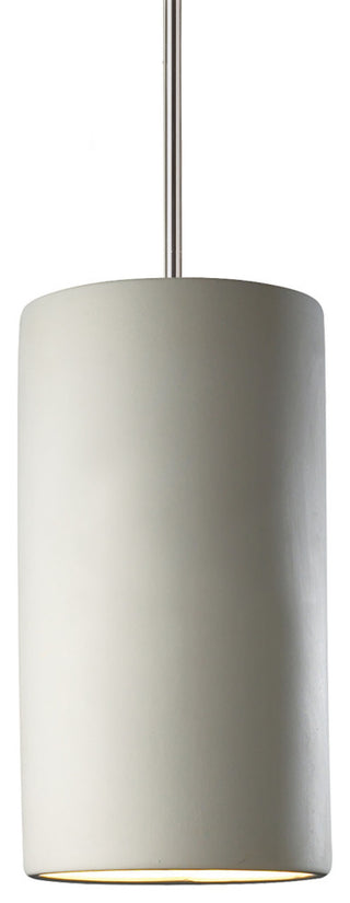 Large Cylinder Pendant, Bisque, Polished Chrome, Incandescent