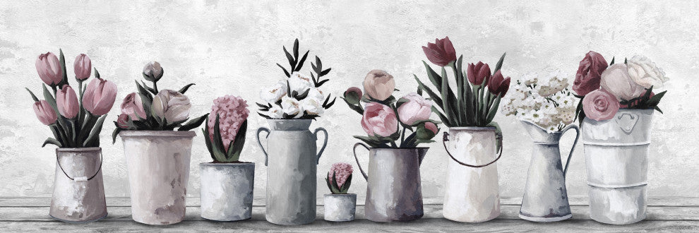 "Fresh Cut Flowers" Painting Print on Wrapped Canvas, 60"x20"