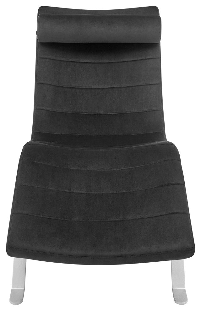 Gilda Lounge Chair, Black Velvet With Silver Base