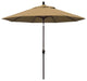 9' Bronze Push-Button Tilt Crank Aluminum Umbrella, Straw Olefin