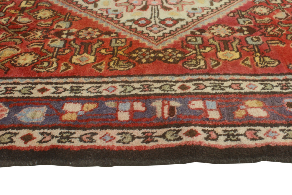 Fine Vintage Distressed Astrid Rust/Blue Runner, 3'9x9'5