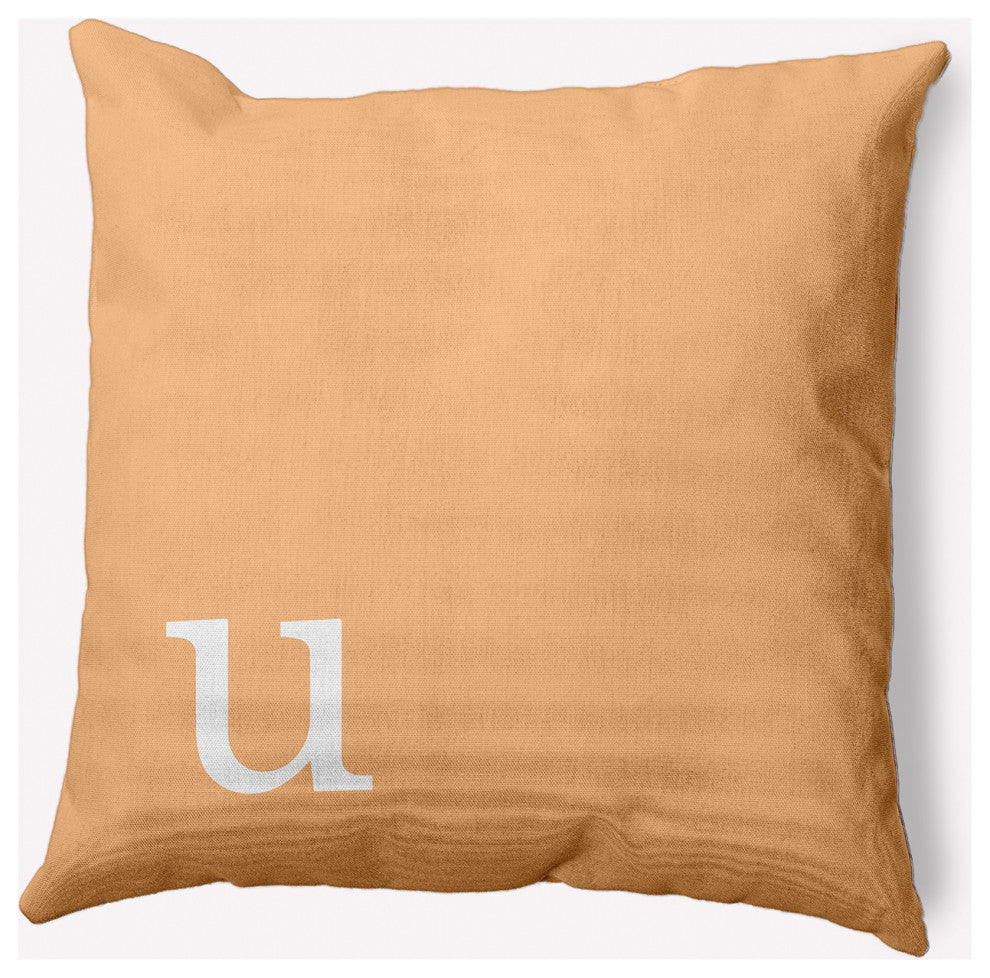 18" x 18" Modern Monogram Indoor/Outdoor Polyester Throw Pillow, Pale Gold