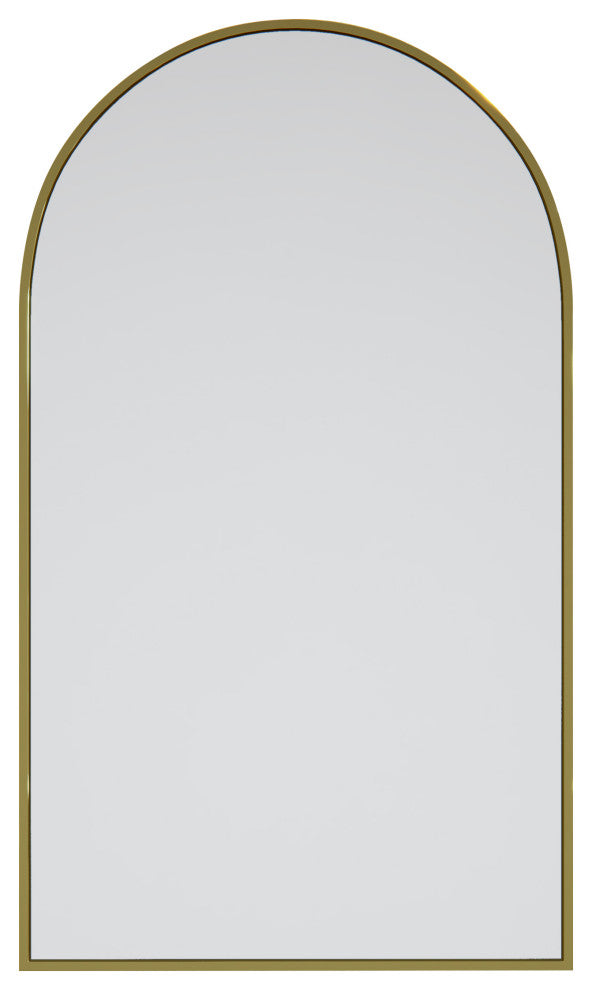 22" W x 38" H Arch Shape Stainless Steel Framed Mirror, Black, Satin Brass