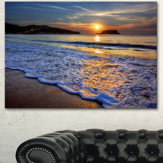 Calm Seashore with Blue Waves, Seashore Canvas Art Print, 60"x28"