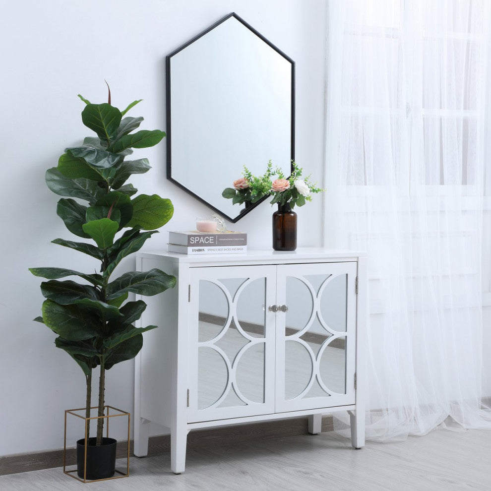 Elegant Decker Metal Frame Hexagon Mirror 24" MR4424BK - Black