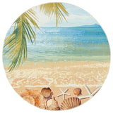 Safavieh Barbados Collection Indoor-Outdoor BAR555 Rug, Gold/Blue, 5'3" Round