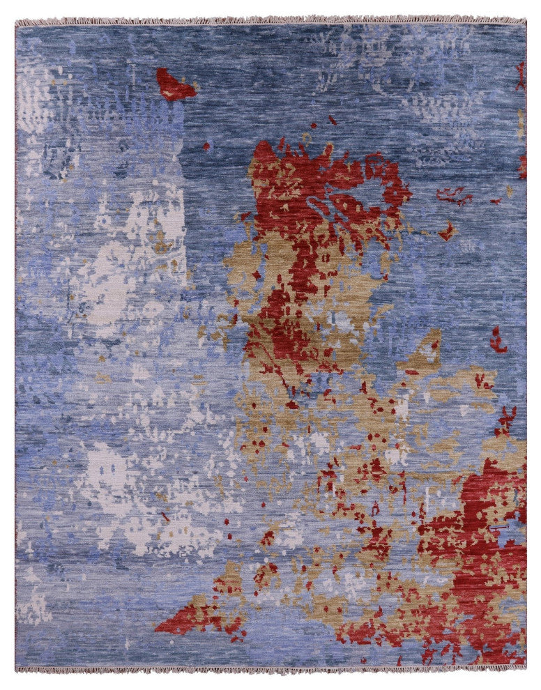 Abstract Handmade Wool Rug 7' 11" X 9' 11" Q8983