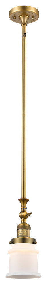 Small Canton 1-Light Mini Pendant, Brushed Brass, Matte White