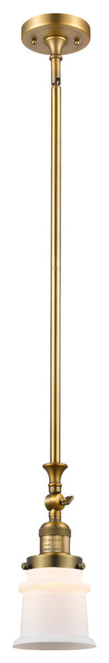 Small Canton 1-Light Mini Pendant, Brushed Brass, Matte White