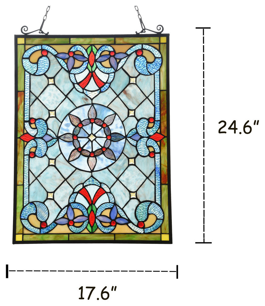 CHLOE Lighting Anelisa Tiffany Victorian Design Window Panel 18"x25"