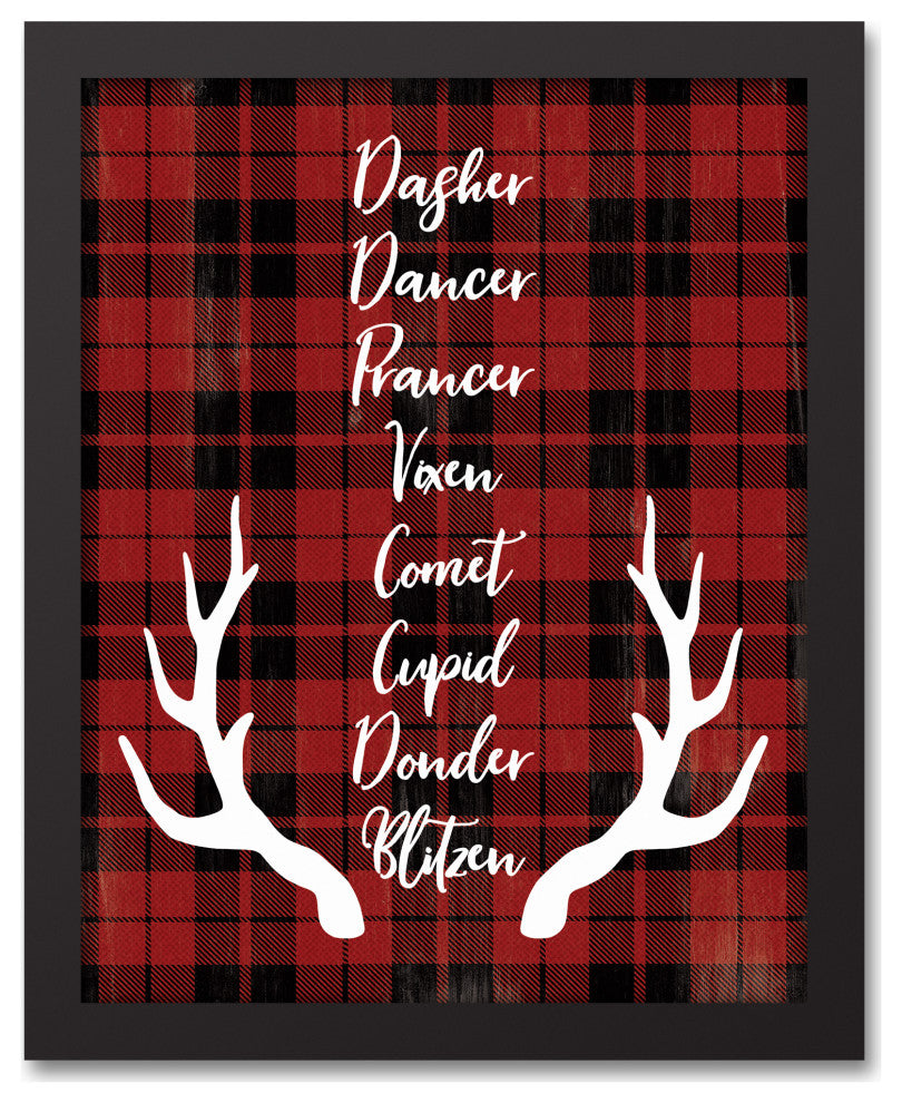 Reindeer Role Call 11x14 Black Framed Canvas