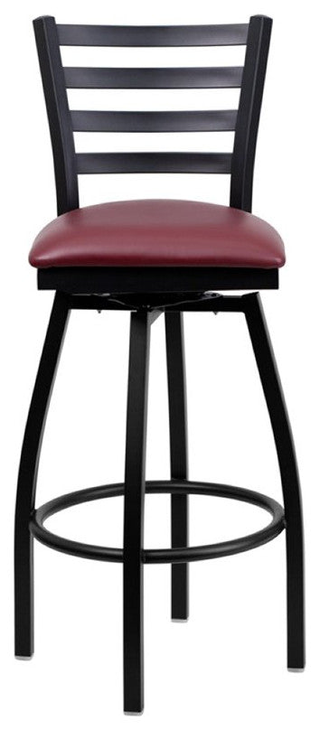 Flash Furniture Hercules 32" Swivel Metal Bar Stool in Black and Burgundy