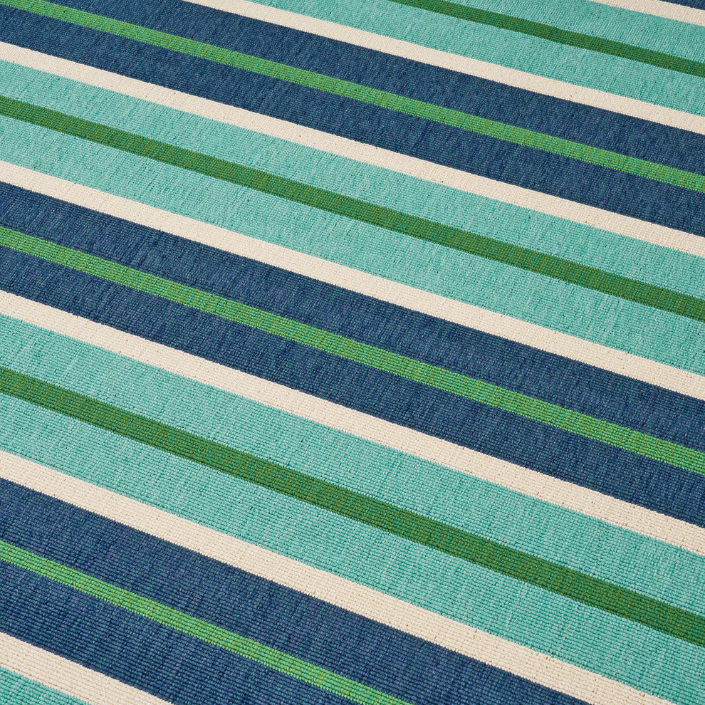 GDF Studio Celia Outdoor Geometric  Area Rug, Blue and Green, 8'x11'