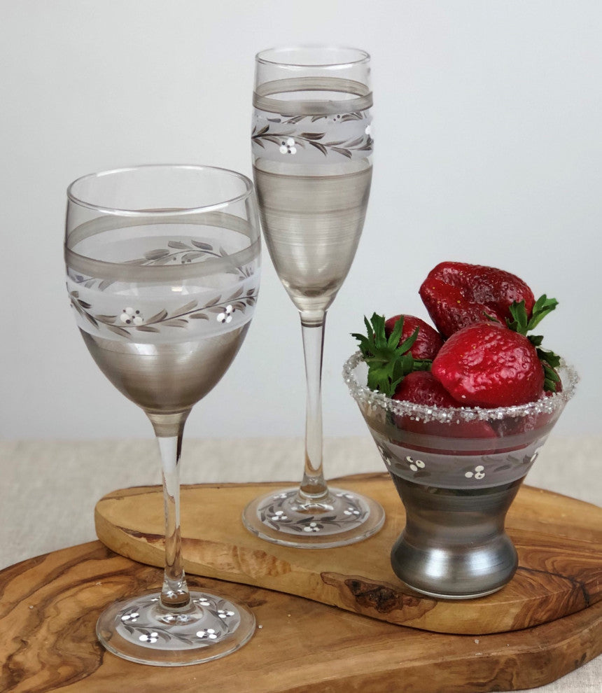 Pewter Vine Wine Glasses, Set of 2