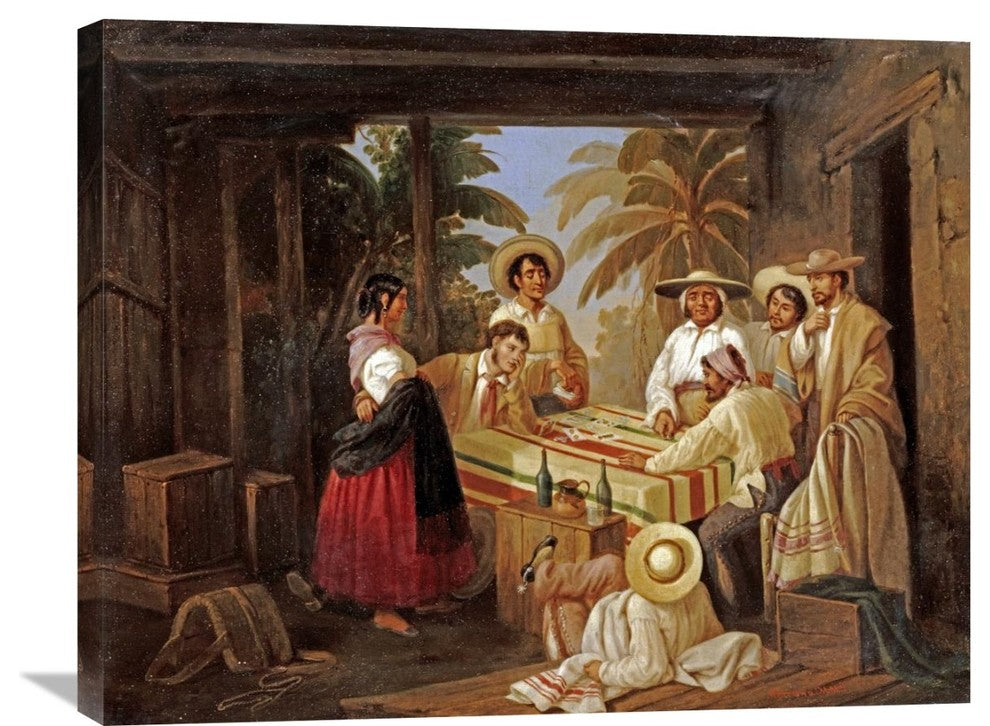 "Spanish Card Games" Stretched Canvas Giclee by Manuel Serrano, 30"x24"