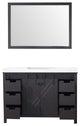Marsyas 48" Brown Single Vanity Cabinet Quartz Top Square Sink, 44" Wall Mirror