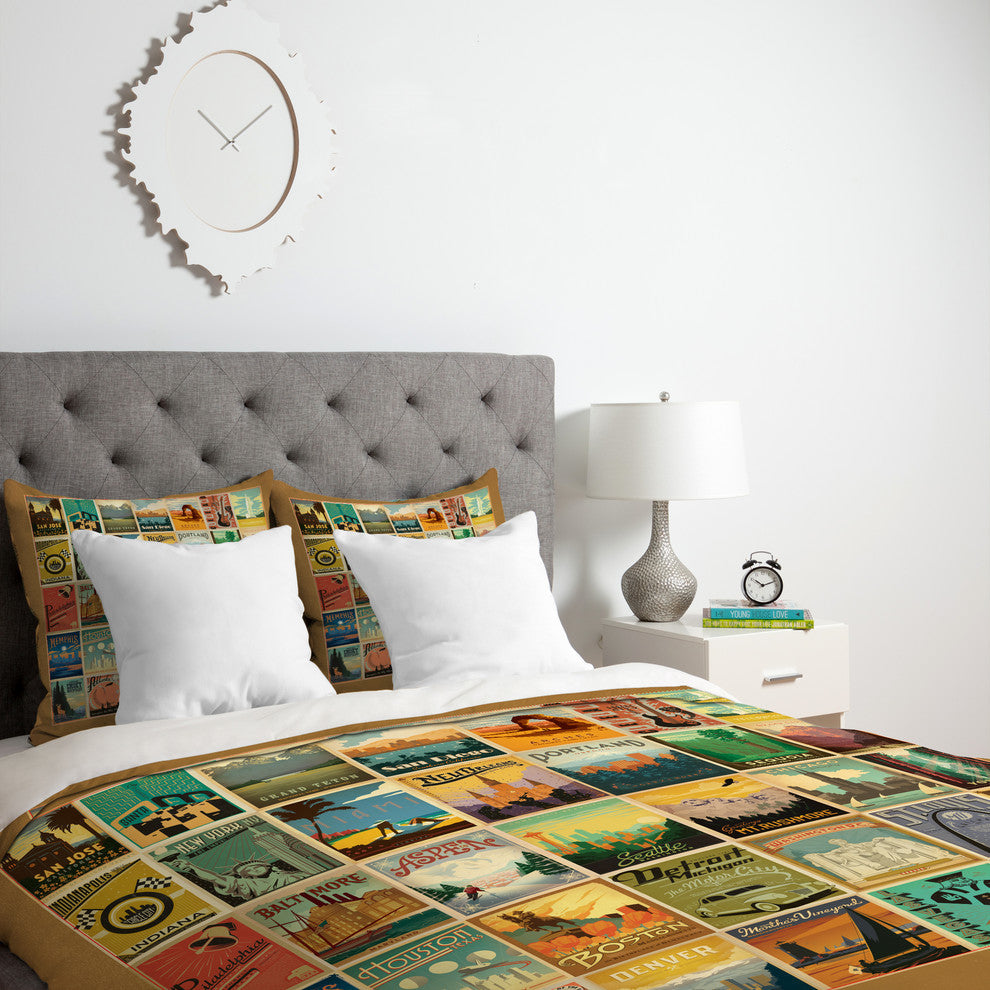 Deny Designs Anderson Design Group City Pattern Border Duvet Cover - Lightweight