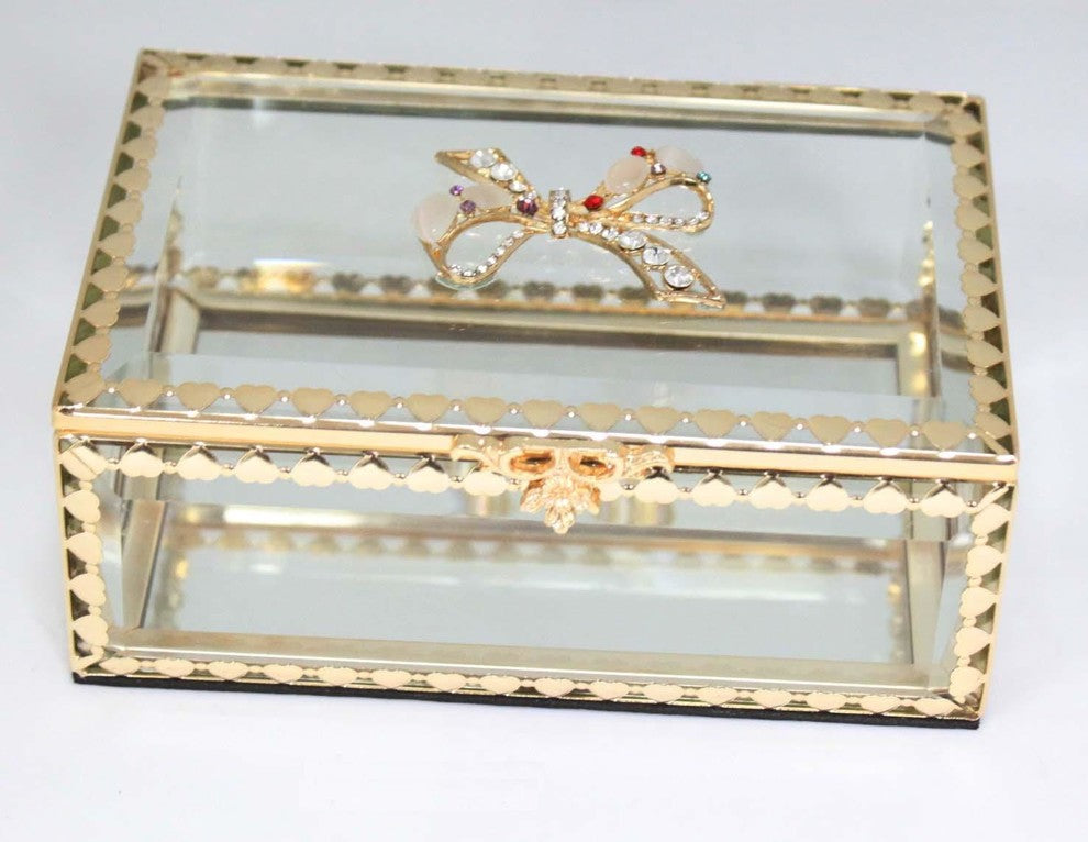 Glitzy Ribbon Crystal Jewelry Box