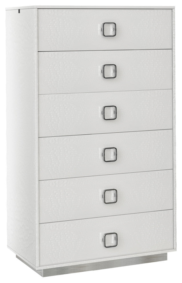 AandX Victoria White Crocodile Lacquer 6-Drawer Chest