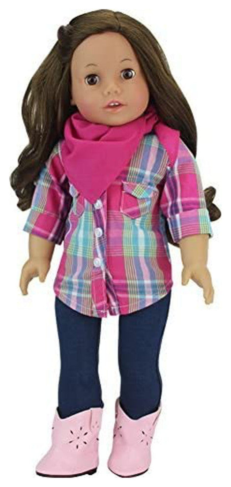 Blouse Jeggings Bandana & Boots for 18" Dolls