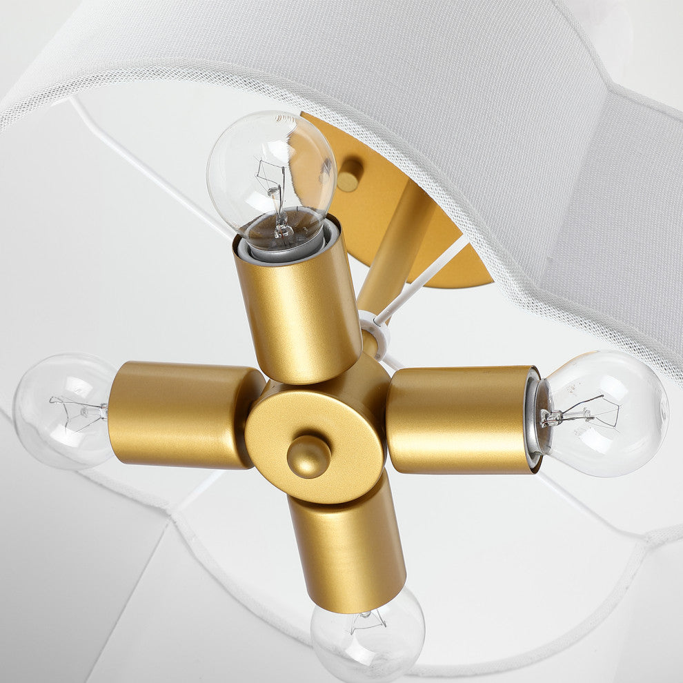 4-Light Scallop Semi Flush Mount Ceiling Light, Gold