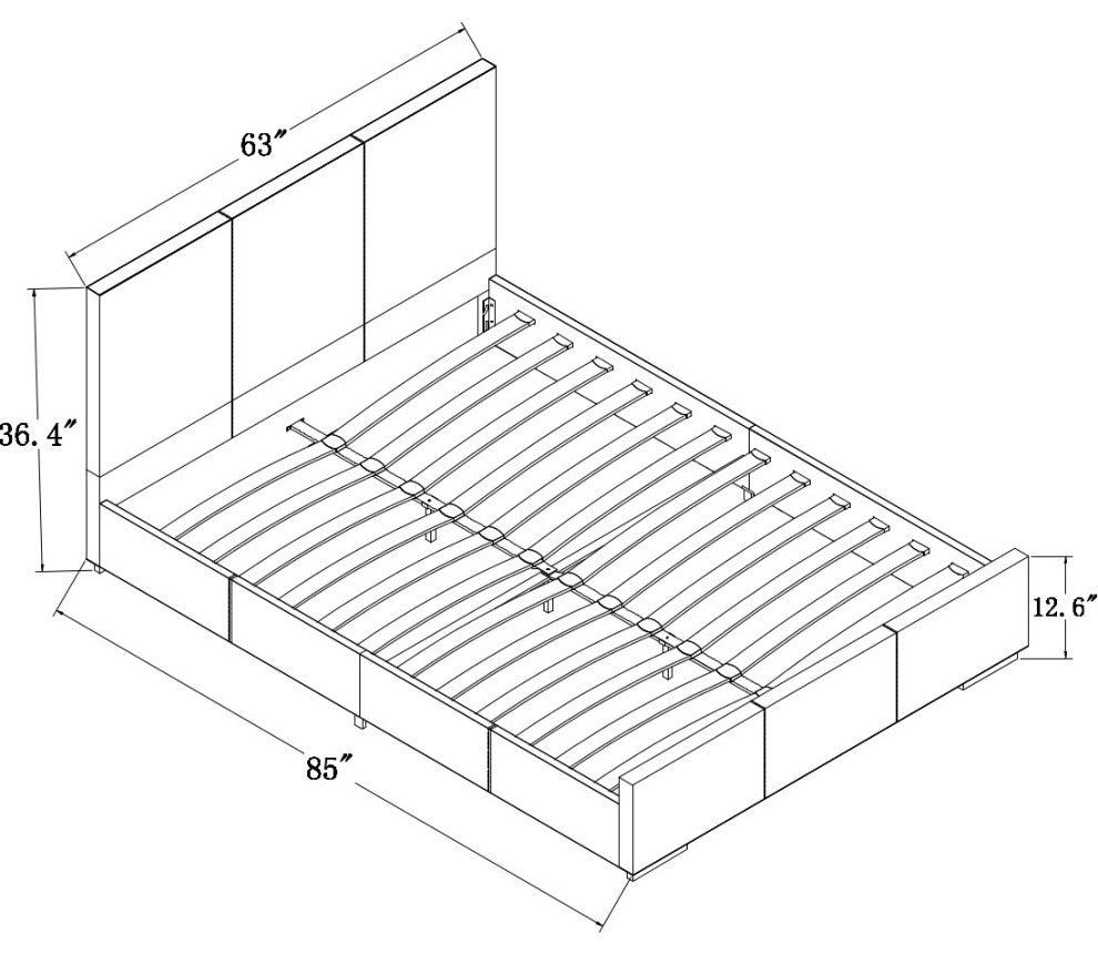 Grey Upholstered Queen Platform Bed