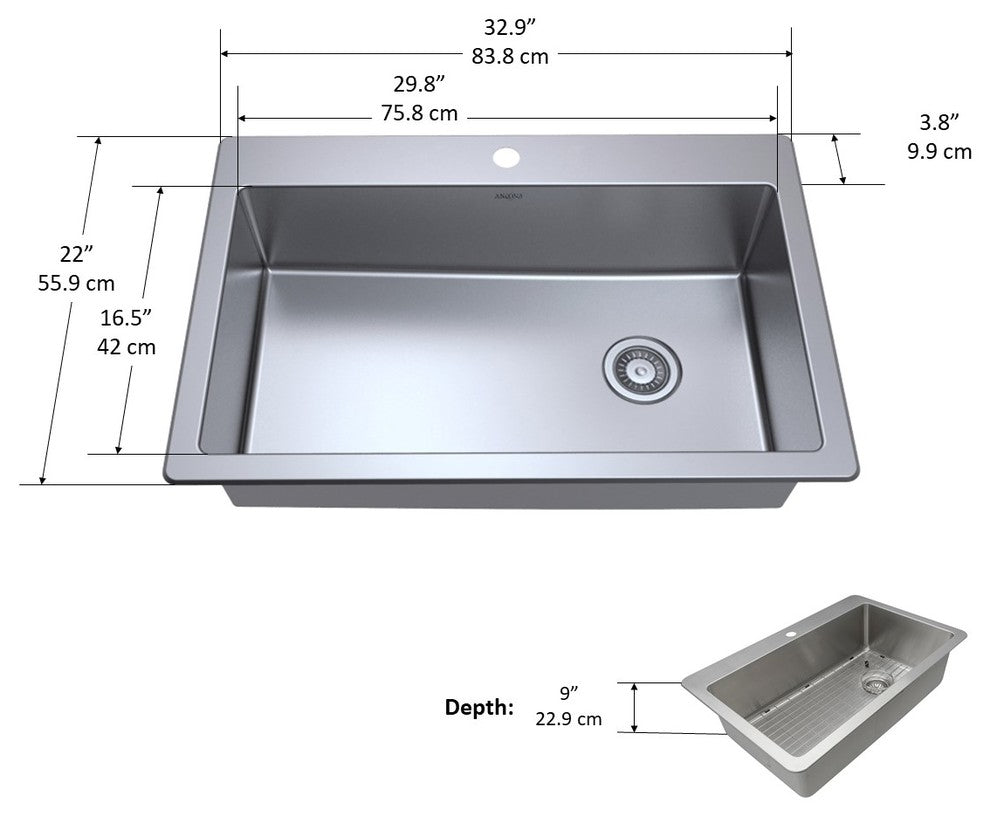 Valencia Series Dual-Mount Single Bowl Sink